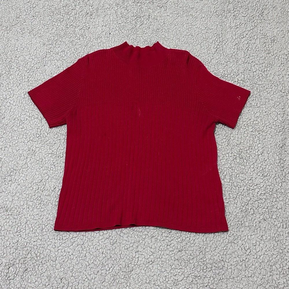 Villager Crimson Ribbed Knit Tee